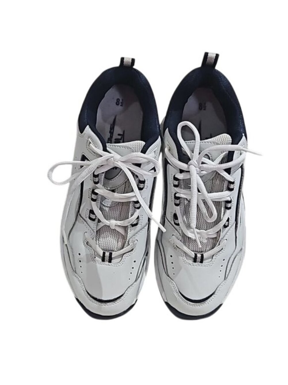 MEN'S TM LEATHER SPORT WHITE SHOCK ABSORPTION LIGHT WEIGHT SHOES SZE 8.5